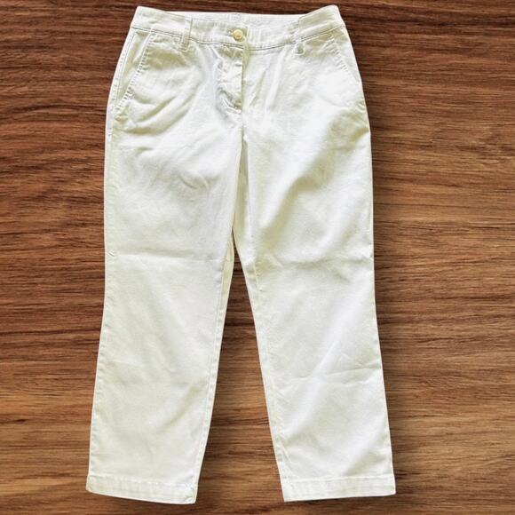 Tommy Bahama Live the Island Life White Ankle Cotton Blend Pant Sz 6 - Picture 1 of 9